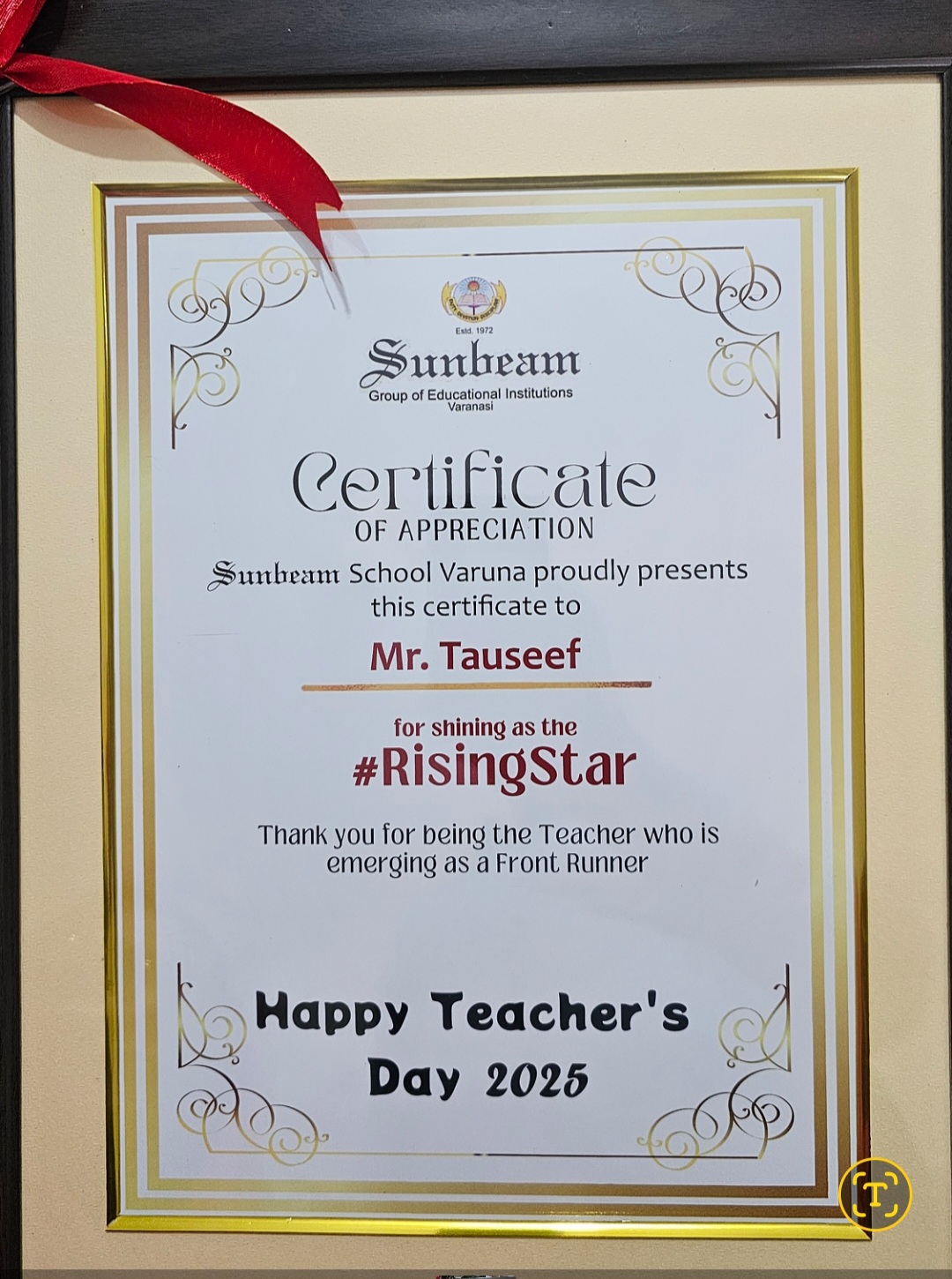 Rising Star Award Certificate